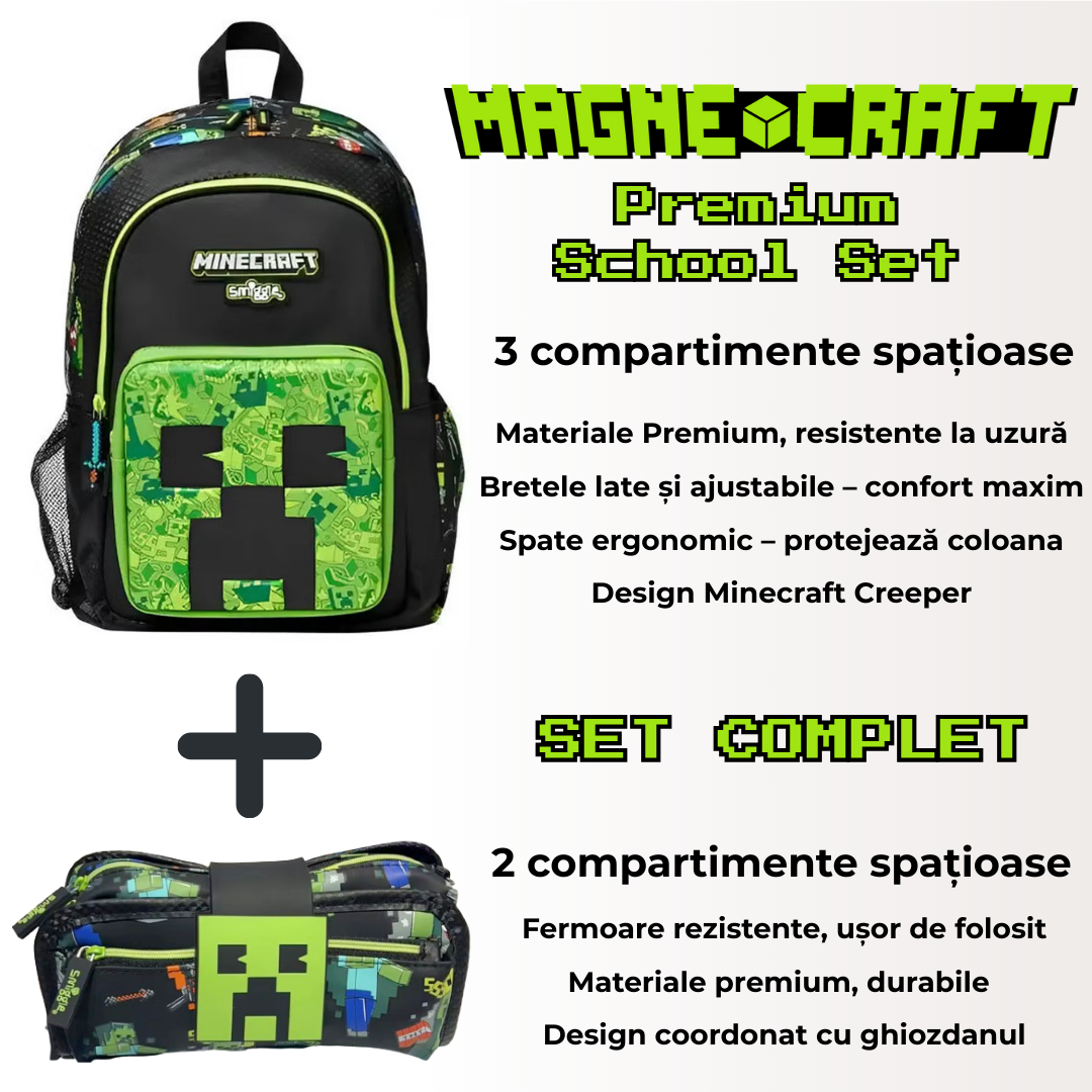 MagneCraft™ Premium School Set – Ghiozdan + Penar