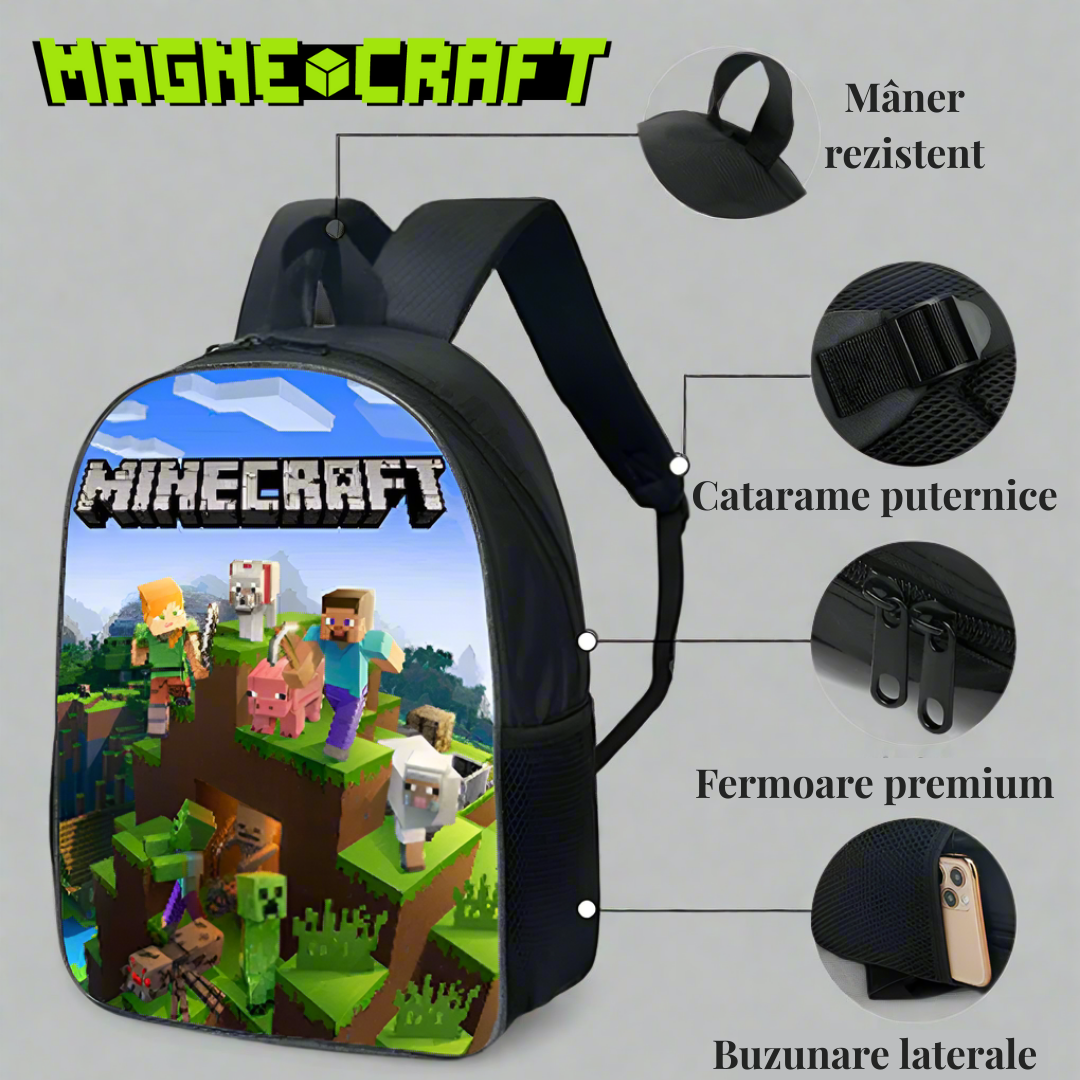 MagneCraft™ Everyday School Set – Ghiozdan + Borsetă + Penar